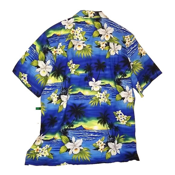 Mens Favant Aloha Hawaiian Shirt XL Blue White Floral Classic Cotton NWT     T13 - Picture 2 of 5